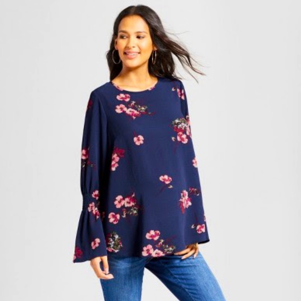 Ingrid Maternity Floral Bell Sleeve Blouse Size M